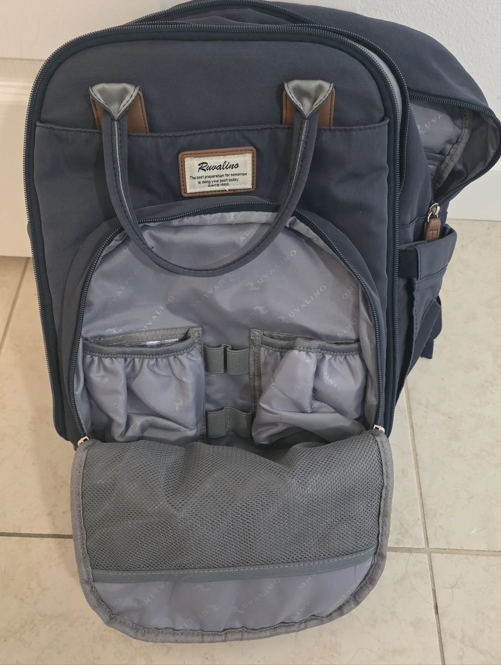 Ruvalino Diaper Bag Backpack Navy Blue Multi-Pocket Baby Bag Travel Organizer